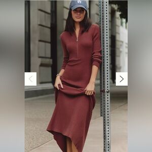 NWT Varley half Zip Knit Maxi Dress Brown